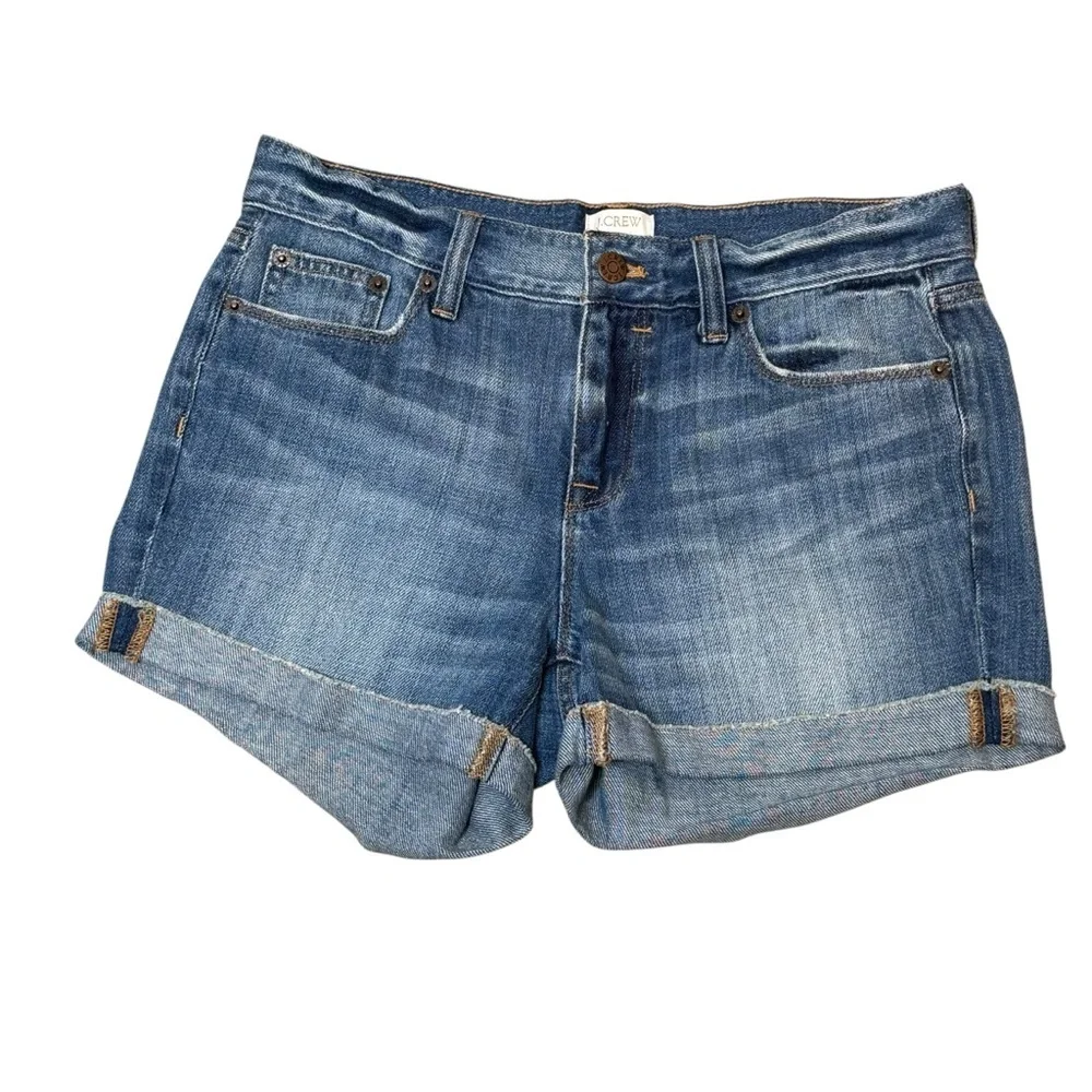 J Crew Medium Wash Blue‎ Denim Distressed Womens Size 26 Shorts Jorts Classic